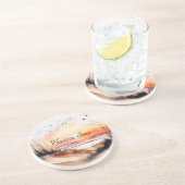 Positiver Vibes Beach Sonnenuntergang mit Vögeln Getränkeuntersetzer (Seite)