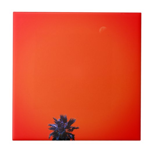 Positiver Vibes Tropical Palm Tree Moon Minimalism Fliese (Vorderseite)