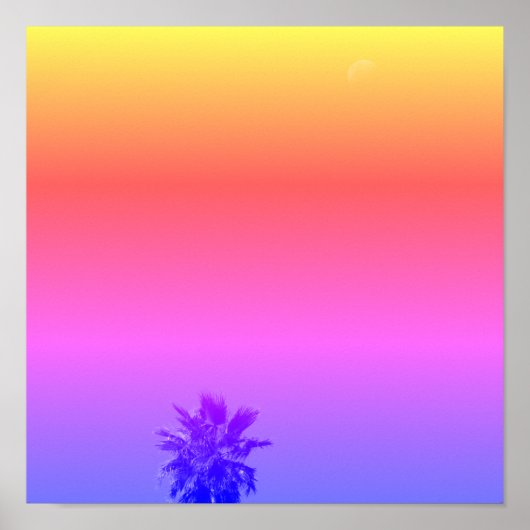 Positiver Vibes Tropical Palm Tree Moon Minimalism Poster (Vorne)