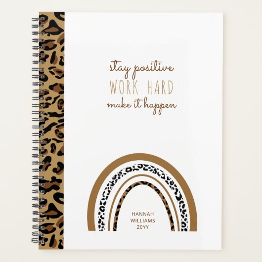 Positiver Zitat Leopard Print Rainbow Planner blei Planer (Vorderseite)