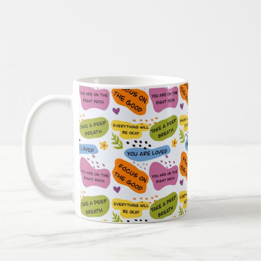 Positives Affirmations-Muster - Motivierend Zitat Kaffeetasse (Links)