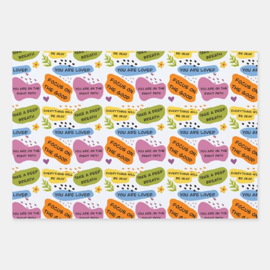 Positives Affirmations Pattern - Motivation Quotes Geschenkpapier Set (Vorderseite)