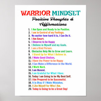 Positives Affirmations Poster - Warrior Mindset