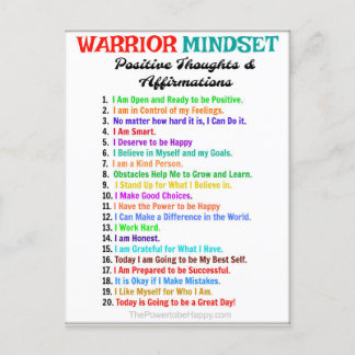 Positives Affirmations Poster - Warrior Mindset Postkarte