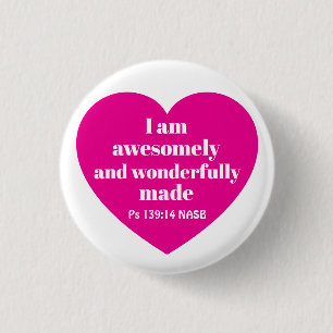 Positives Bibelvers-Zitat Rosa Herz Süß Button