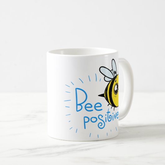 Positives Denken Bee Positive Niedliche Biene Kaffeetasse (VorderseiteRechts)