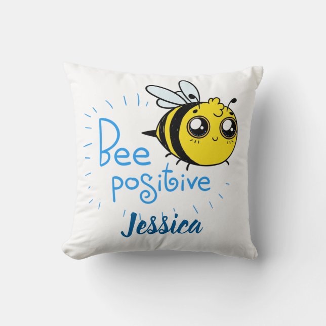 Positives Denken Bee Positive Niedliche Biene Kissen (Vorderseite)
