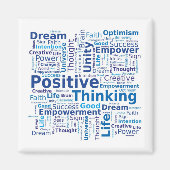 Positives Denken Word Cloud - Blau Magnet (Vorne)
