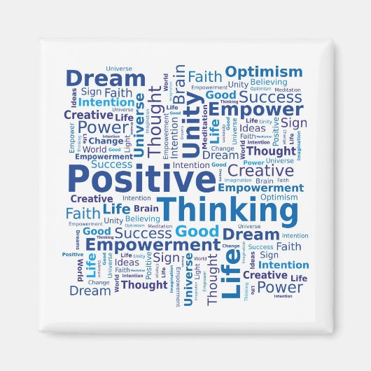 Positives Denken Word Cloud - Blau Magnet (Vorne)