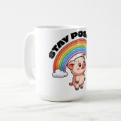 Positives Design der Regenbogenschweißaufkleber bl Kaffeetasse (Vorderseite Links)