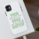 Positives Grün Ihre Stimme Matter Motivation Zitat Case-Mate iPhone Hülle<br><div class="desc">Positives Grün Ihre Stimme Matter Motivation Zitat</div>