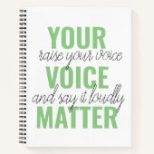 Positives Grün Ihre Stimme Matter Motivation Zitat Notizblock (Vorderseite)