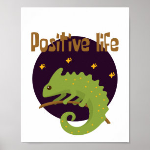 Positives Leben Kawaii lustig niedlichen grün Cham Poster