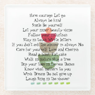 Positives Leben Zitate Glück Abstrakt Weiß Glasuntersetzer