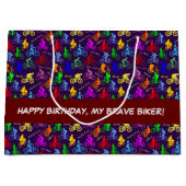 Positives Muster farbenfroher Fahrradfahrer Große Geschenktüte (Vorderseite)