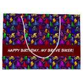 Positives Muster farbenfroher Fahrradfahrer Große Geschenktüte (Rückseite)