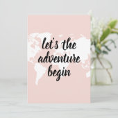 Positives Pink Das Abenteuer beginnt mit der Weltk Feiertagskarte (Stehend Vorderseite)