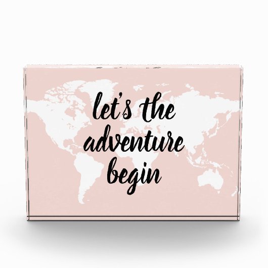 Positives Pink Das Abenteuer beginnt mit der Weltk Fotoblock (Vorderseite)