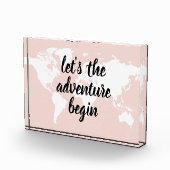 Positives Pink Das Abenteuer beginnt mit der Weltk Fotoblock (Rechts)