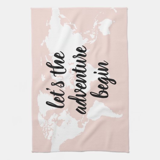 Positives Pink Das Abenteuer beginnt mit der Weltk Geschirrtuch (Vertikal)