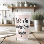 Positives Pink Das Abenteuer beginnt mit der Weltk Milchtasse<br><div class="desc">Positives Pink Das Abenteuer beginnt mit der Weltkarte</div>