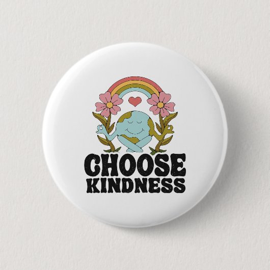 Positives Rainbow Peace Hippie Wählen Sie Kindness Button (Vorderseite)