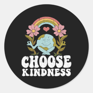 Positives Rainbow Peace Hippie Wählen Sie Kindness Runder Aufkleber