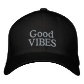 Positives Sprichwort Good Vibes Black Bestickte Baseballkappe (Vorderseite)