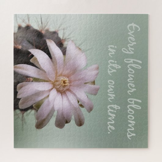 Positives Sprichwort mit Cactus Blume in Bloom Puzzle (Horizontal)