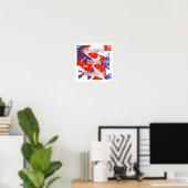 Positives Vibes Red Blue White Abstrakt Art Poster (Heimbüro)