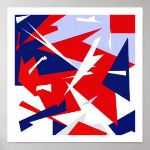 Positives Vibes Red Blue White Abstrakt Art Poster