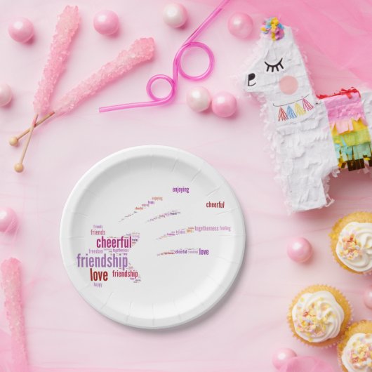 Positives Wortdesign Pappteller (Party)