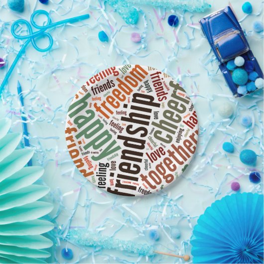 Positives Wortdesign Pappteller (Party)