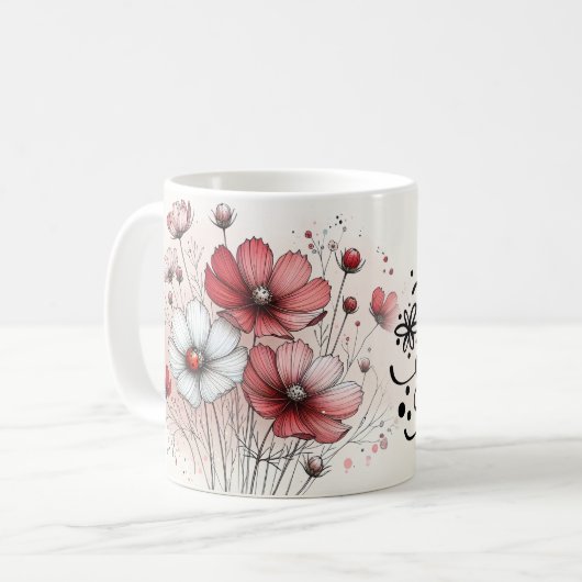 Positives Zitat Blumenvase Kaffeetasse (Vorderseite Links)