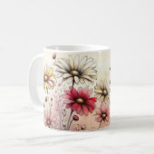 Positives Zitat Blumige Tasse (Vorderseite Links)