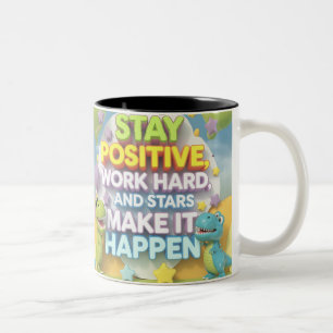 positives Zitat - Dinosaurier-Thema Zweifarbige Tasse