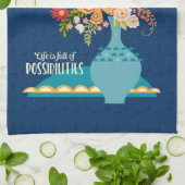 Positives Zitat Hübsch blauer Blumenvase Geschirrtuch (Gefaltet)