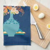 Positives Zitat Hübsch blauer Blumenvase Geschirrtuch (Viertel Falte)