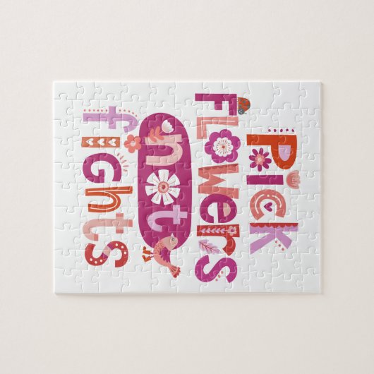 Positives Zitat mit rosa Hand Puzzle (Horizontal)