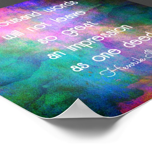 positives Zitat mit tausend Wörtern Türkis und lil Poster (Ecke)