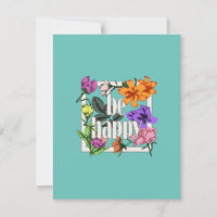 Positives Zitat Sei glücklich und Garten-Blume