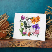 Positives Zitat Sei glücklich und Garten-Blume Fotoplatte (Seite)