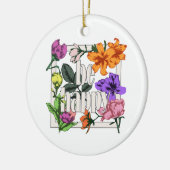Positives Zitat Sei glücklich und Garten-Blume Keramik Ornament (Links)