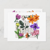 Positives Zitat Sei glücklich und Garten-Blume Postkarte (Vorne/Hinten)