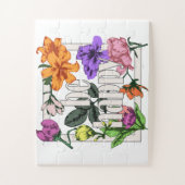 Positives Zitat Sei glücklich und Garten-Blume Puzzle (Vertikal)
