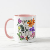 Positives Zitat Sei glücklich und Garten-Blume Tasse (Links)