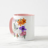 Positives Zitat Sei glücklich und Garten-Blume Tasse (Vorderseite Links)