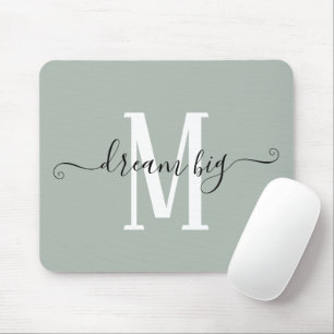 Positives Zitat Traum Big Initial Monogram Sage Mousepad