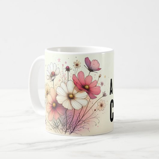 Positives Zitate Blumen-Tasse Kaffeetasse (Vorderseite Links)
