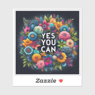 Positivität inmitten lebendiger Blumenbeauty Aufkleber